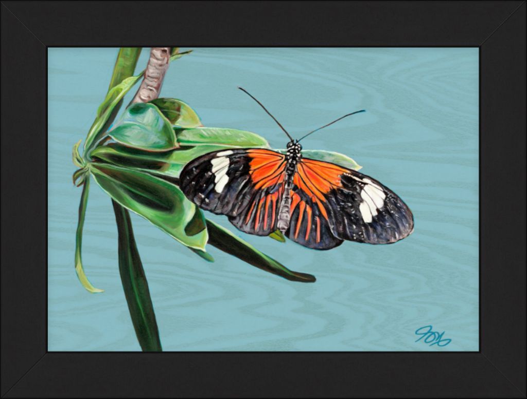 Striped Tiger on Turquoise Wood