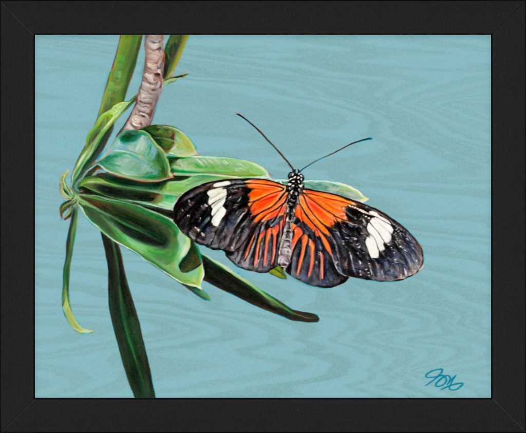 Striped Tiger on Turquoise Wood